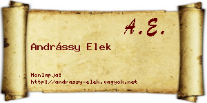 Andrássy Elek névjegykártya