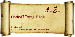 Andrássy Elek névjegykártya